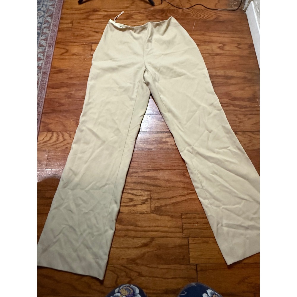Ralph Lauren Womens Beige Wool Blend Wide Leg Trousers Pants Size 10 Made in USA